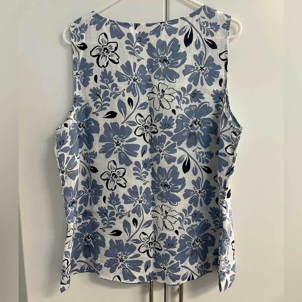 Charter Club Blue and White Floral Tank Top Sz XL - Picture 3 of 4